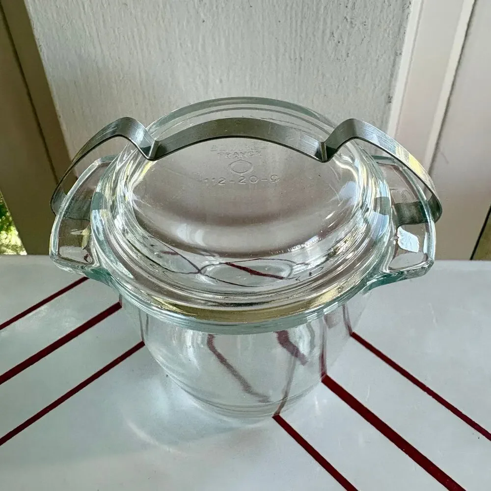 Vintage Sovirel France Glass Jar with Lid and Metal Clip